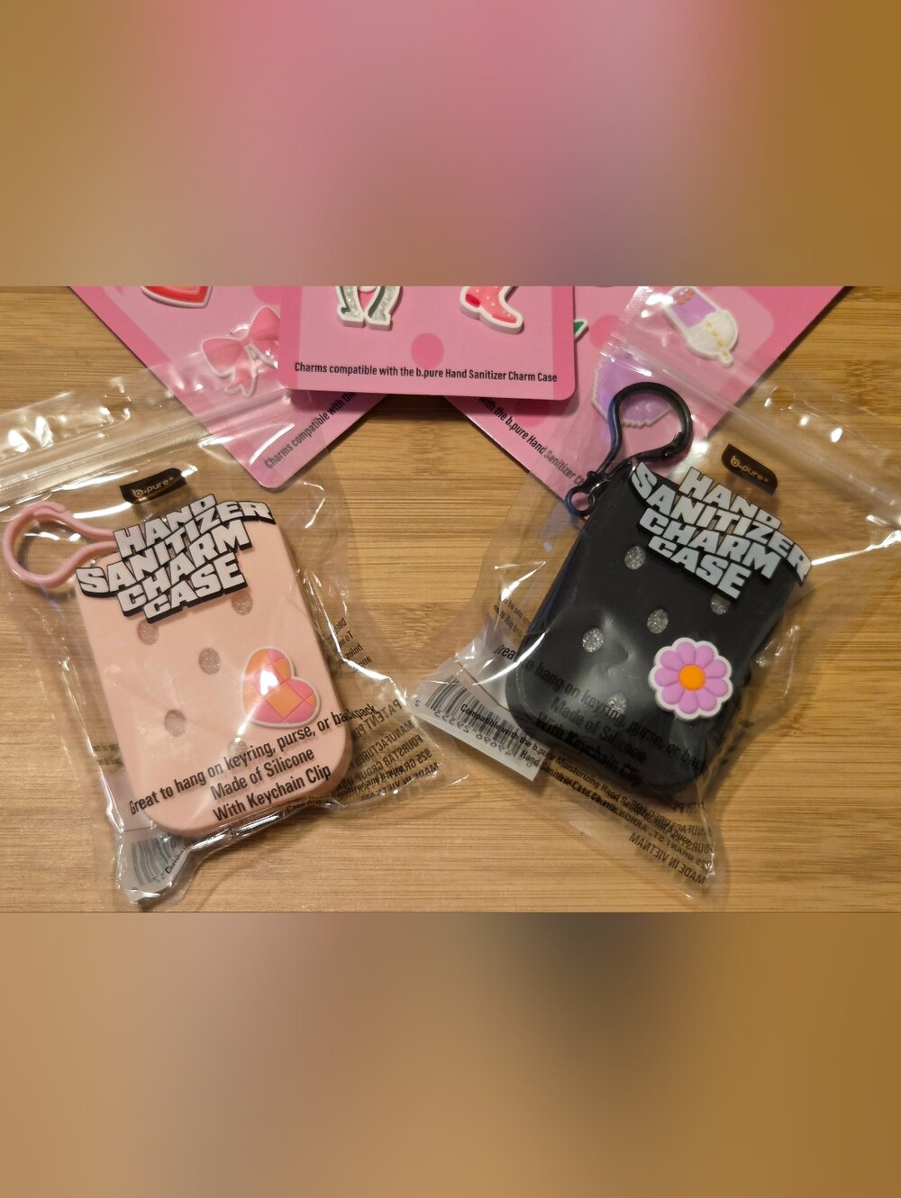 b·pure Charms & Hand Sanitizer Charm Cases - Pink & Black - Picture 2 of 3
